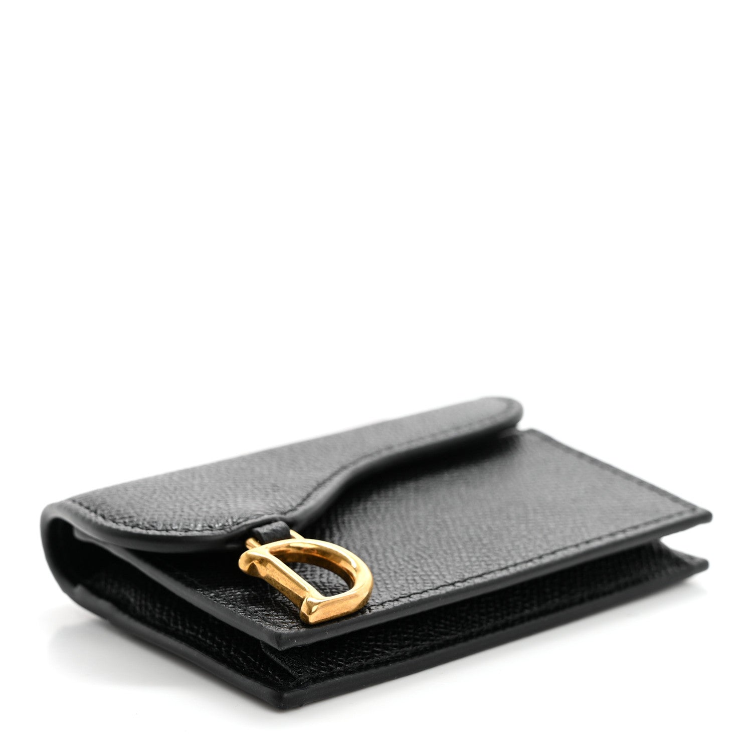 Christian Dior Grained Calfskin Saddle Card Holder Black 4 of 9