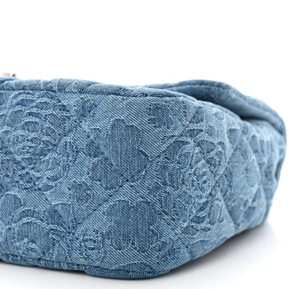 Chanel Denim Quilted Medium Camellia Sweetheart Flap Blue 10 of 10