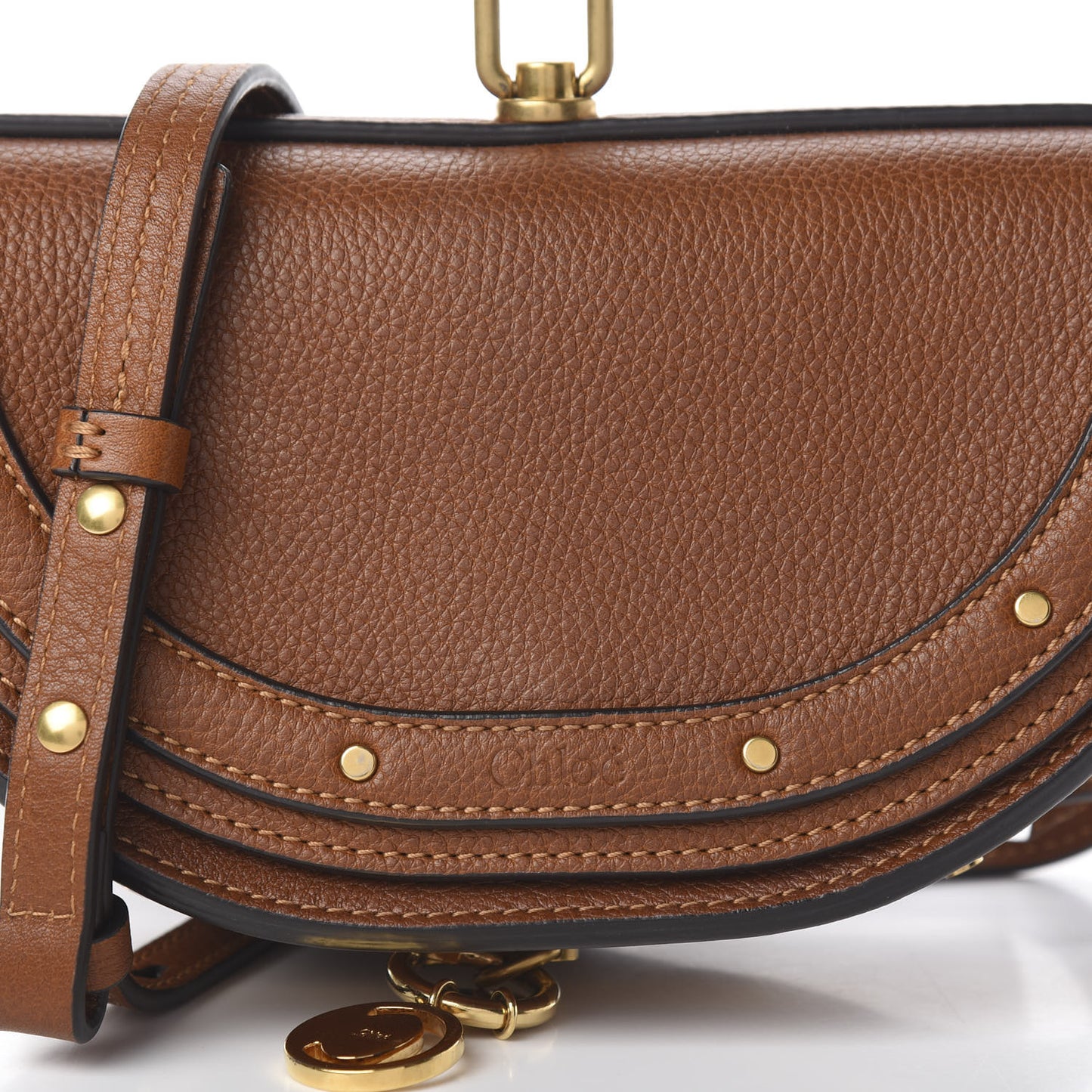 Calfskin Small Nile Bracelet Minaudiere Bag Caramel
