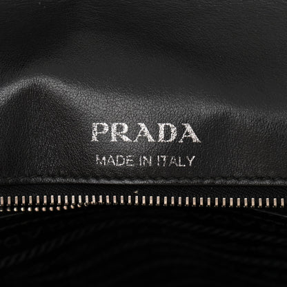 Prada Soft Calfskin Impunture Diagramme Large Chain Flap Shoulder Bag Black 6 of 12