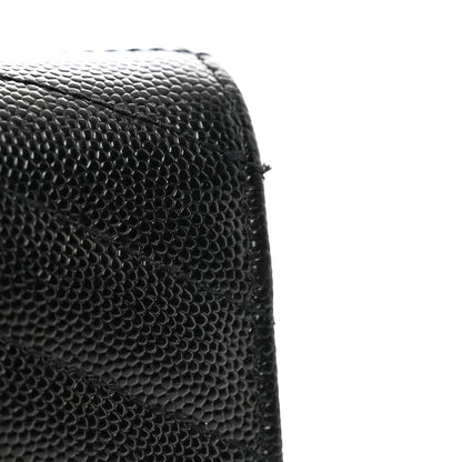 Saint Laurent Grain De Poudre Matelasse Chevron Monogram Flap Wallet Black 7 of 8
