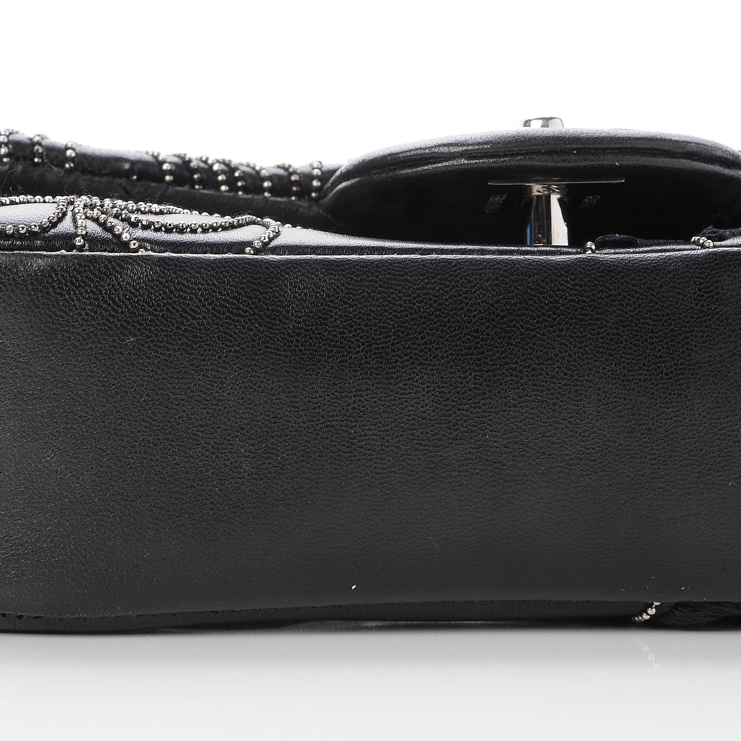 Chanel Lambskin Studded Camellia Embroidered Mini Rectangular Flap Black 13 of 13