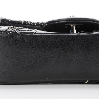 Chanel Lambskin Studded Camellia Embroidered Mini Rectangular Flap Black 13 of 13