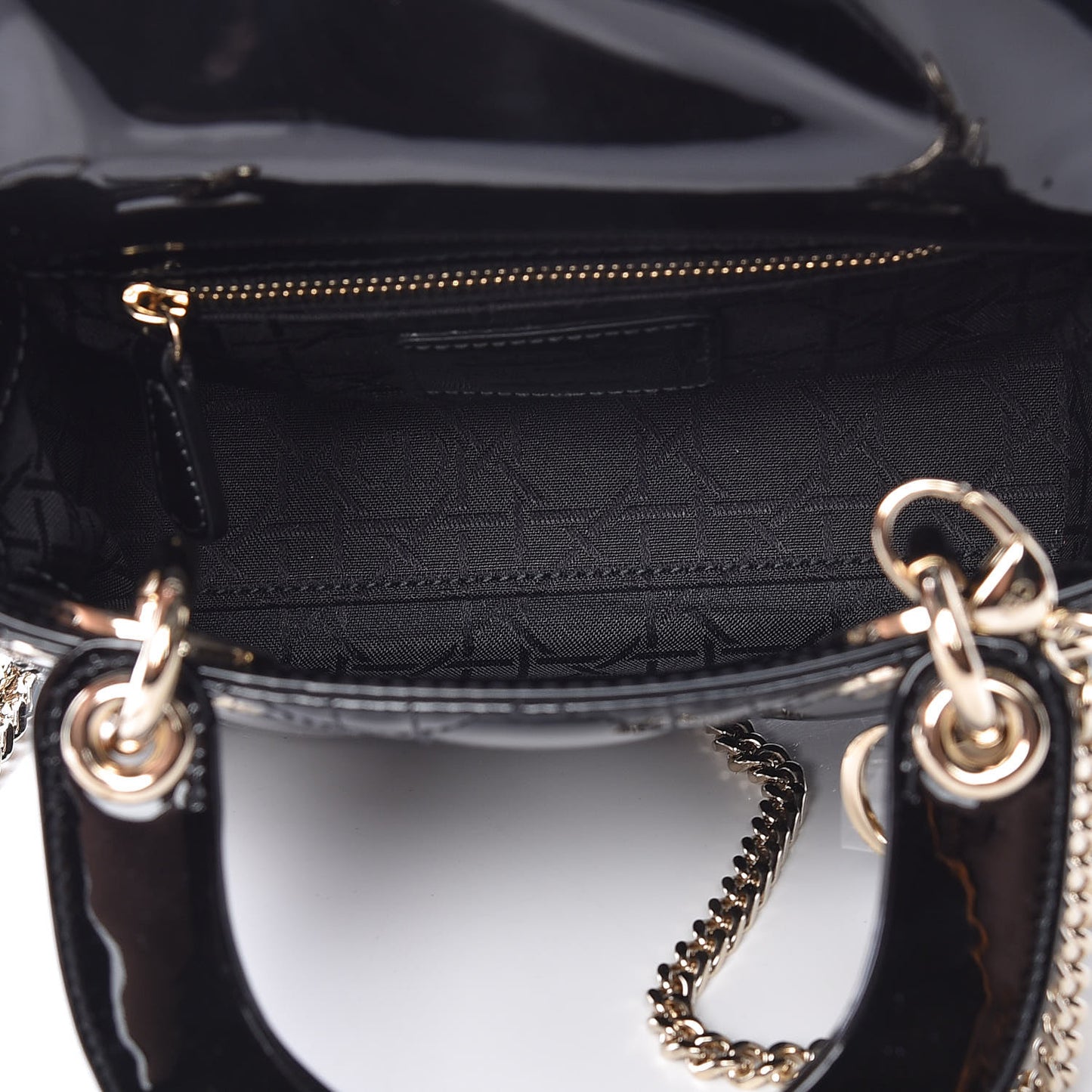 Patent Cannage Mini Lady Dior Black