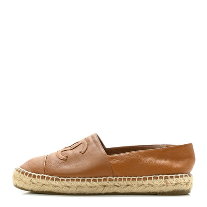 Chanel Calfskin CC Espadrilles 37 Light Brown 1 of 11