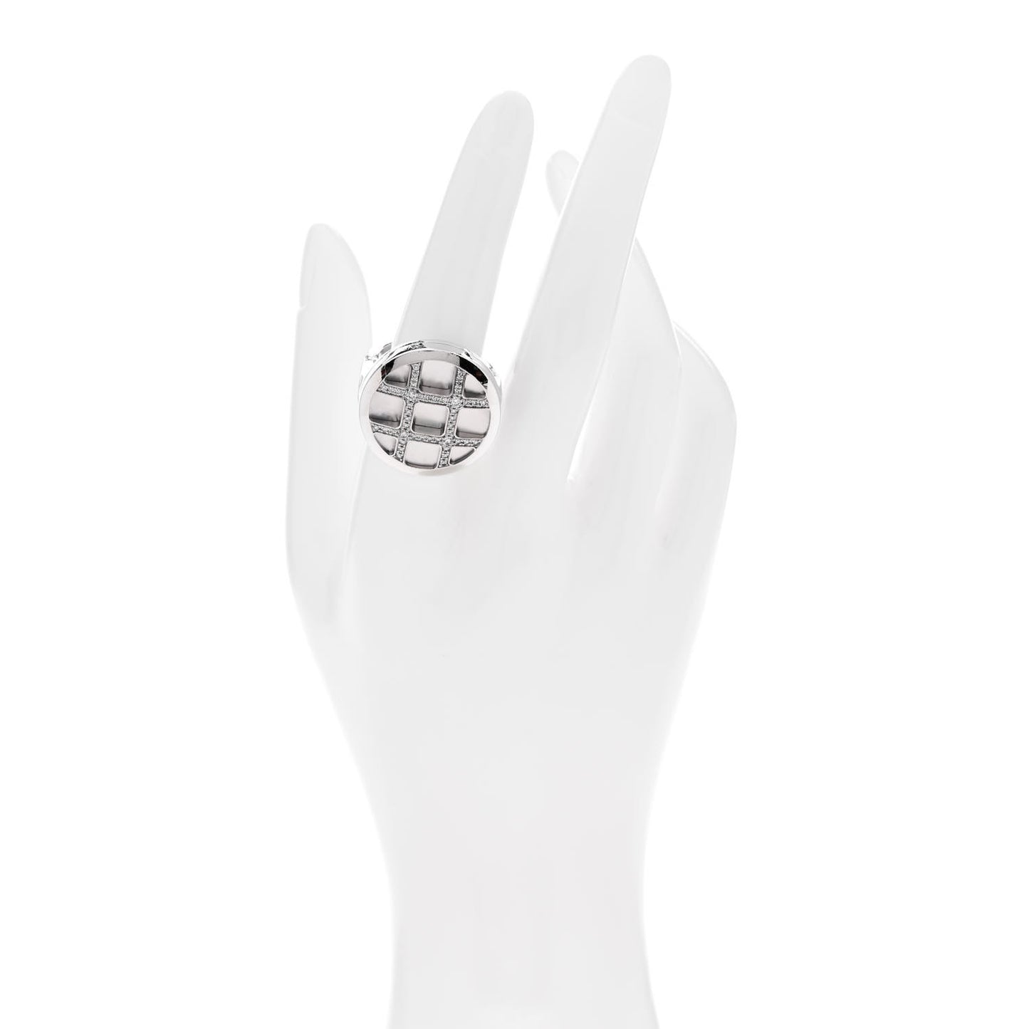 18K White Gold Diamond Mother of Pearl Pasha De Cartier Ring 56 7.5