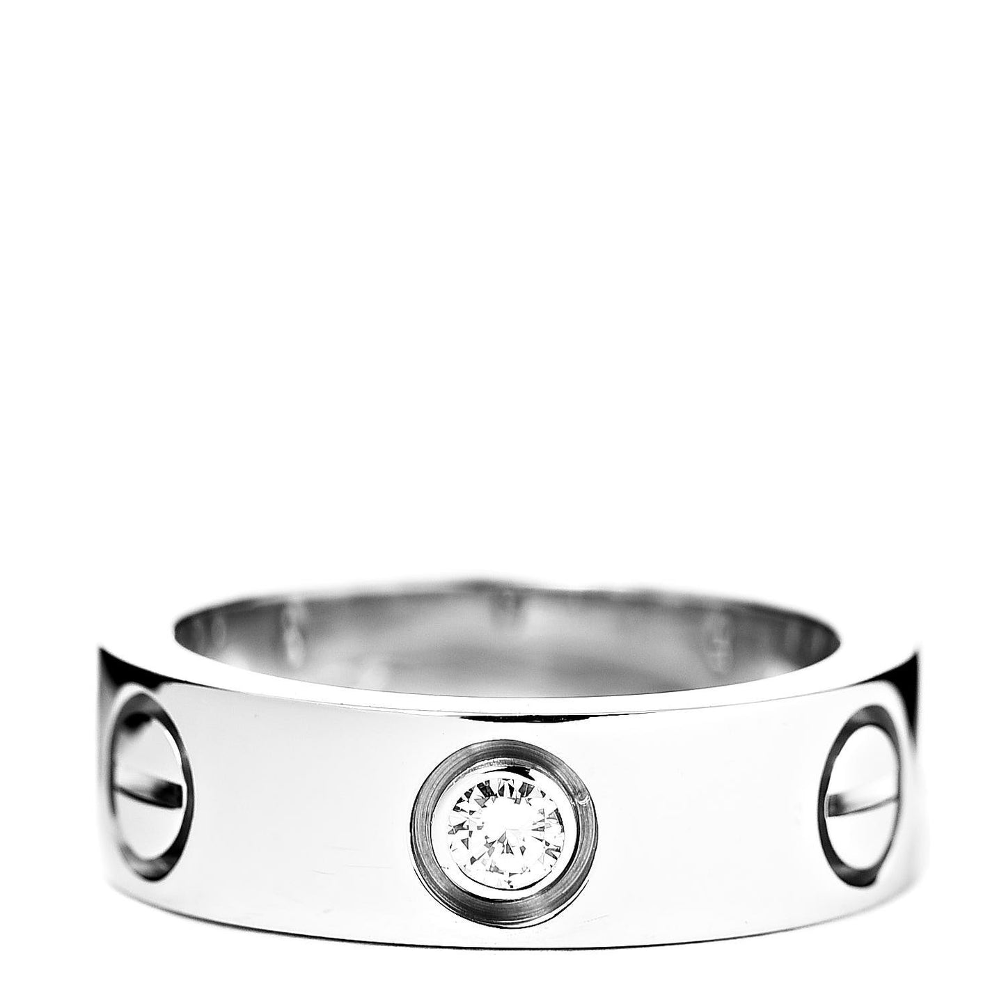 18K White Gold 3 Diamond 5.5mm LOVE Ring 47 4