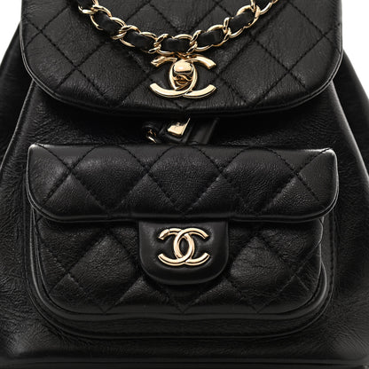 Chanel Glazed Aged Calfskin Quilted Small Duma Drawstring Backpack Black 8 of 10
