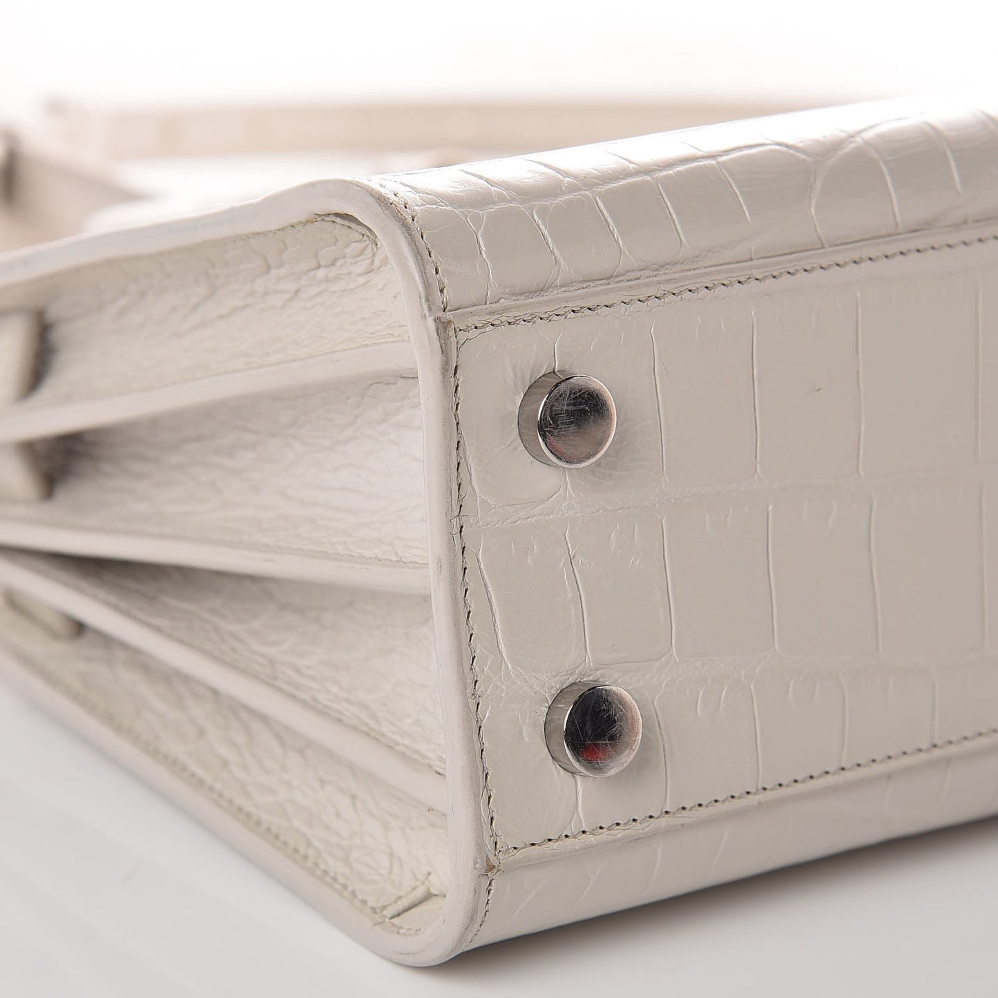 Croc Calfskin Embossed Nano Sac De Jour Cream Souffle