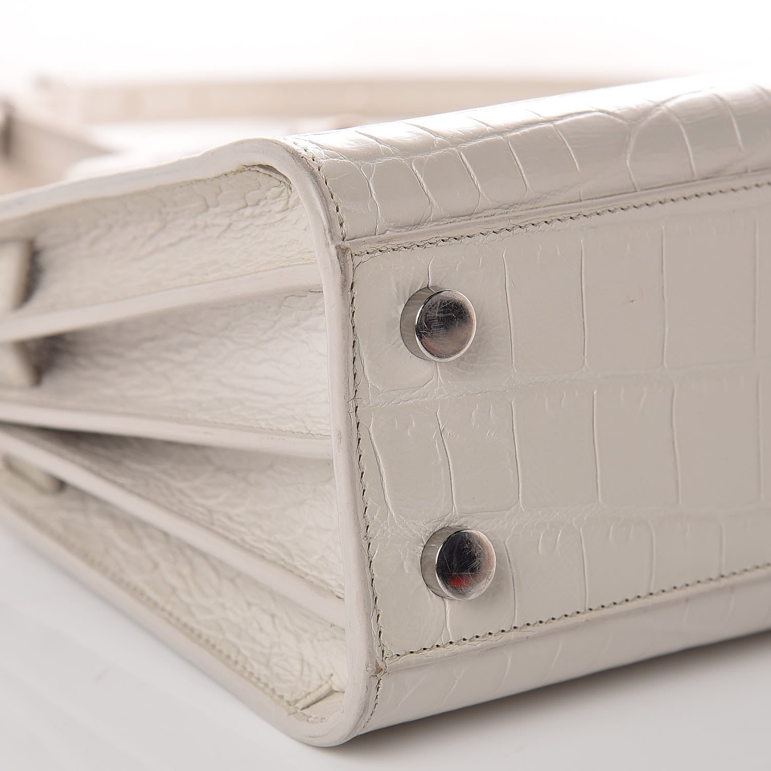 Saint Laurent Croc Calfskin Embossed Nano Sac De Jour Cream Souffle 13 of 15