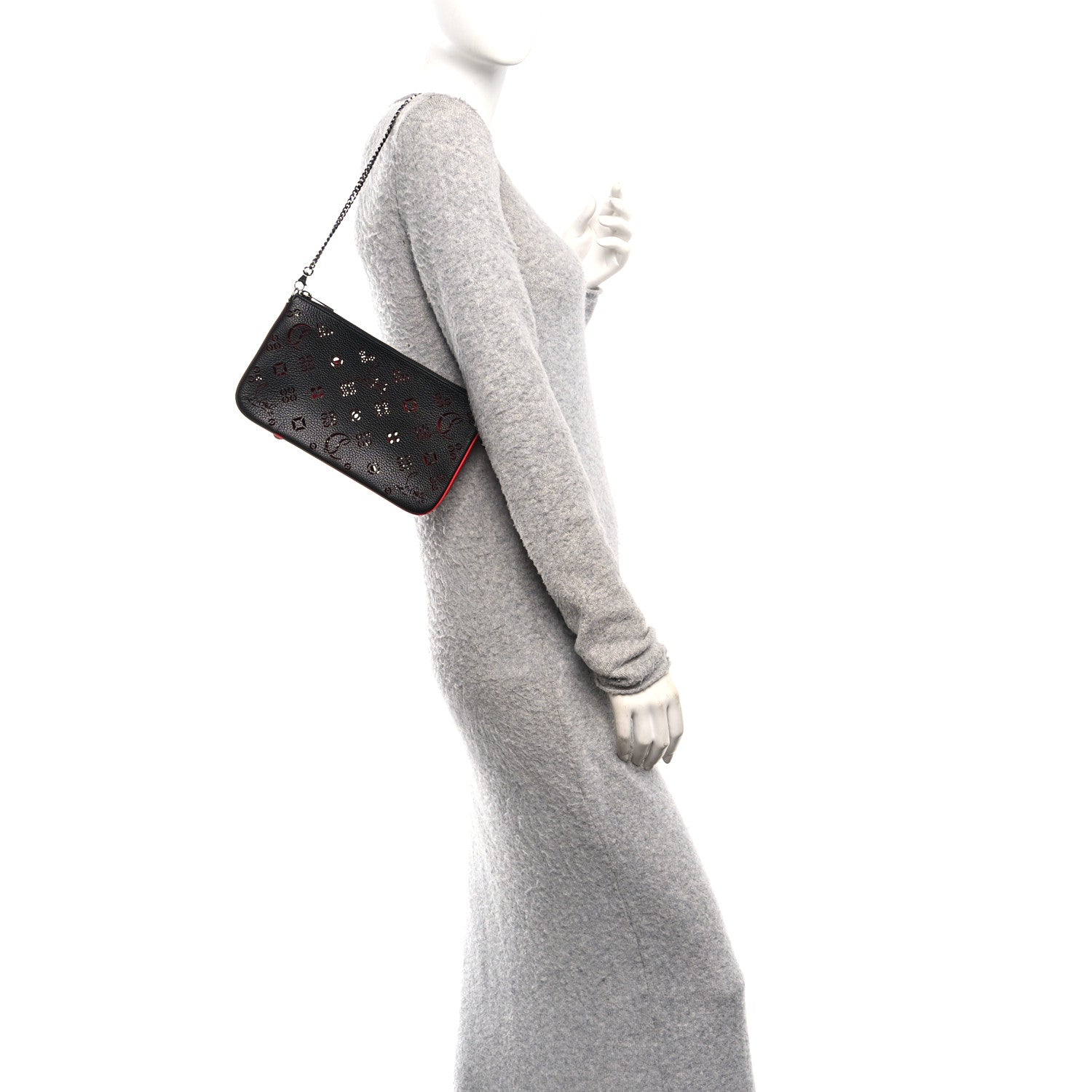 Christian Louboutin Calfskin Empire Loubinthesky Loubila Chain Clutch Black 2 of 9