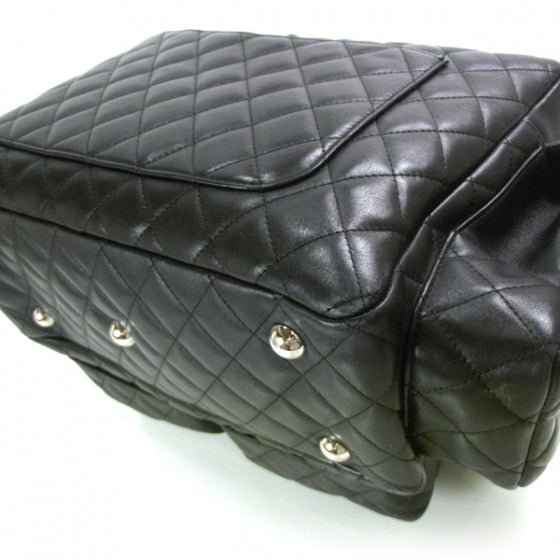 Calfskin Quilted Large Cambon Multipocket Reporter Black White