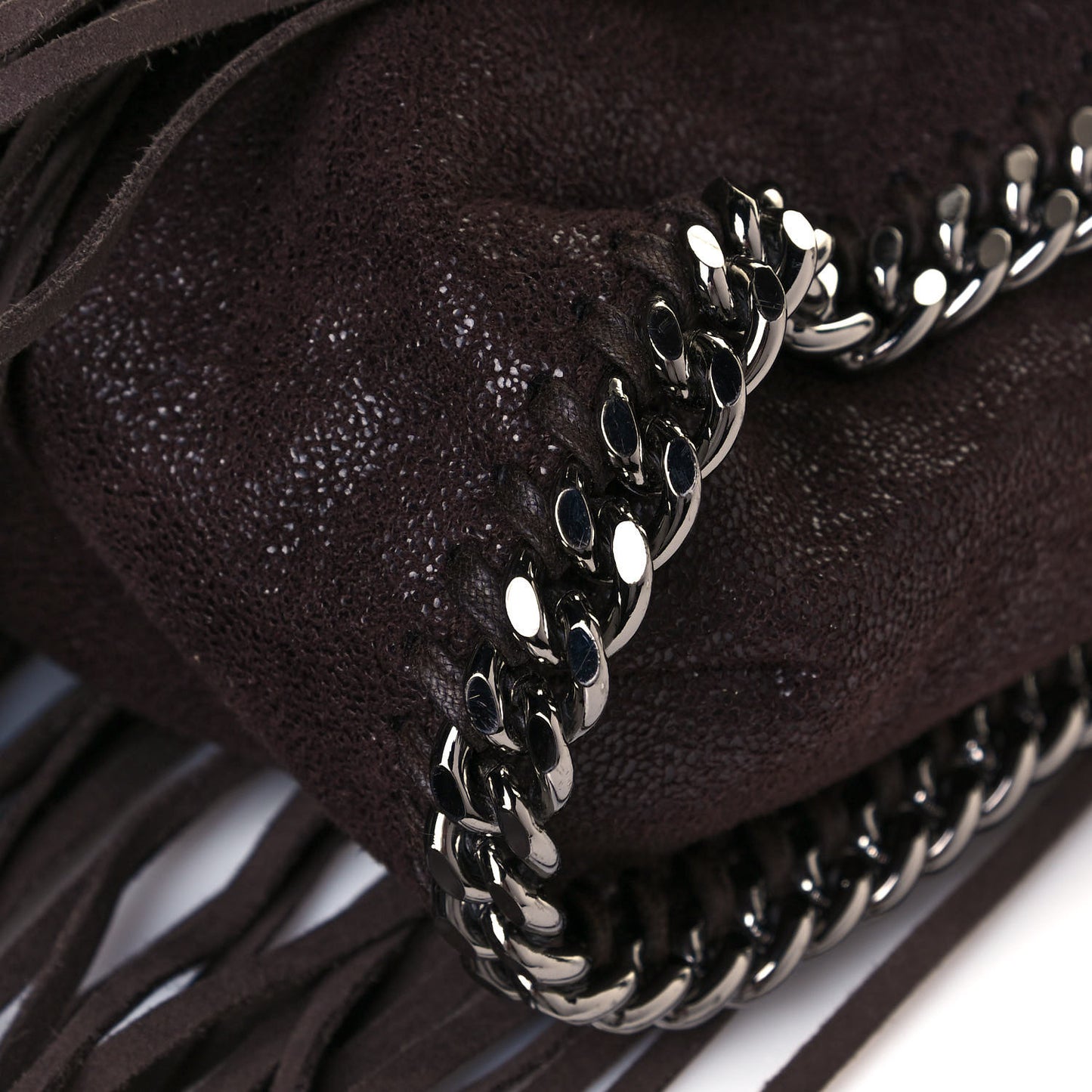 Shaggy Deer Fringe Falabella Tote Brown
