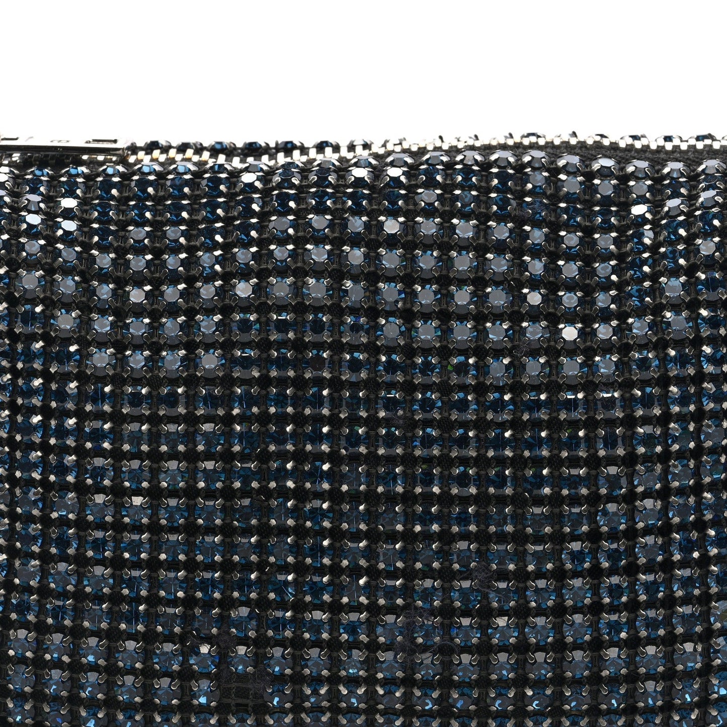 Mesh Crystal Rhinestone Mini Heiress Pouch Navy