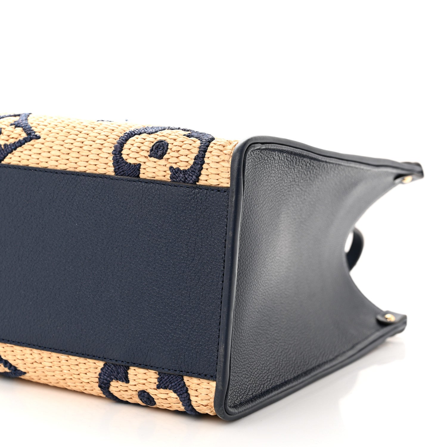 Louis Vuitton Raffia Calfskin Monogram Giant Onthego MM Blue 10 of 10