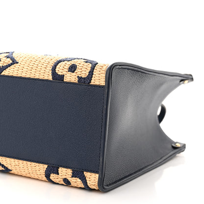 Louis Vuitton Raffia Calfskin Monogram Giant Onthego MM Blue 10 of 10