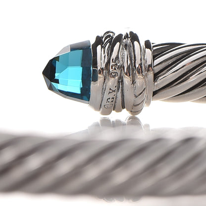 David Yurman Sterling Silver Diamond Blue Topaz 7mm Cable Classics Bracelet 4 of 4
