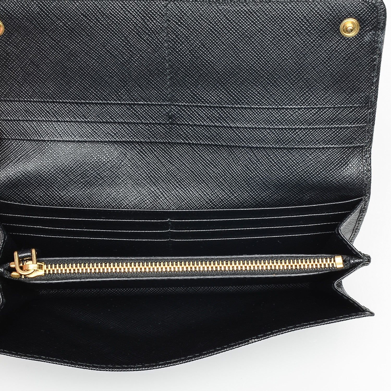 Prada Saffiano Metal Continental Flap Wallet Nero Black 5 of 6