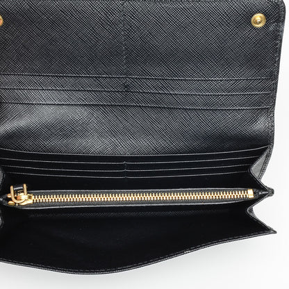 Prada Saffiano Metal Continental Flap Wallet Nero Black 5 of 6