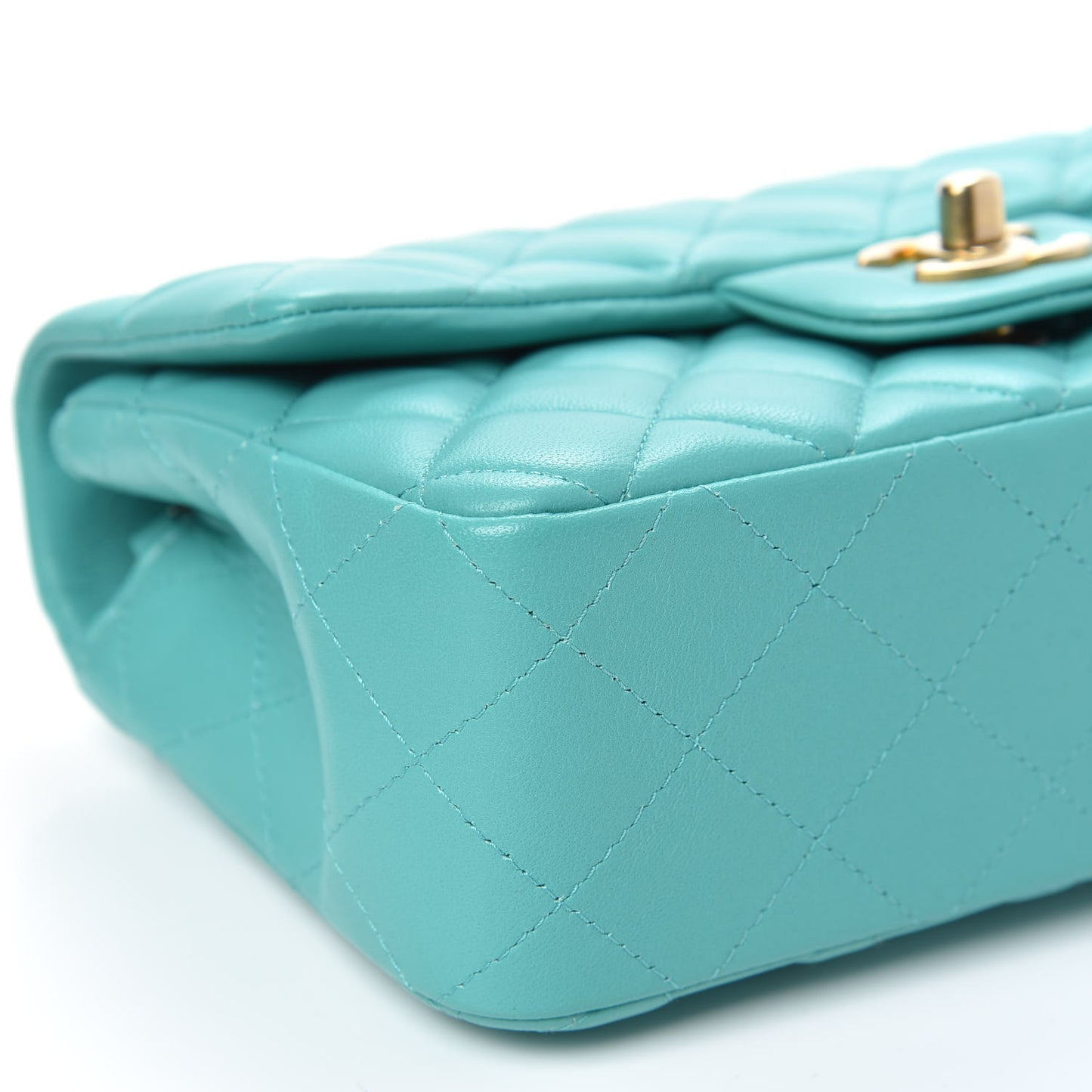 Lambskin Quilted Mini Rectangular Flap Green