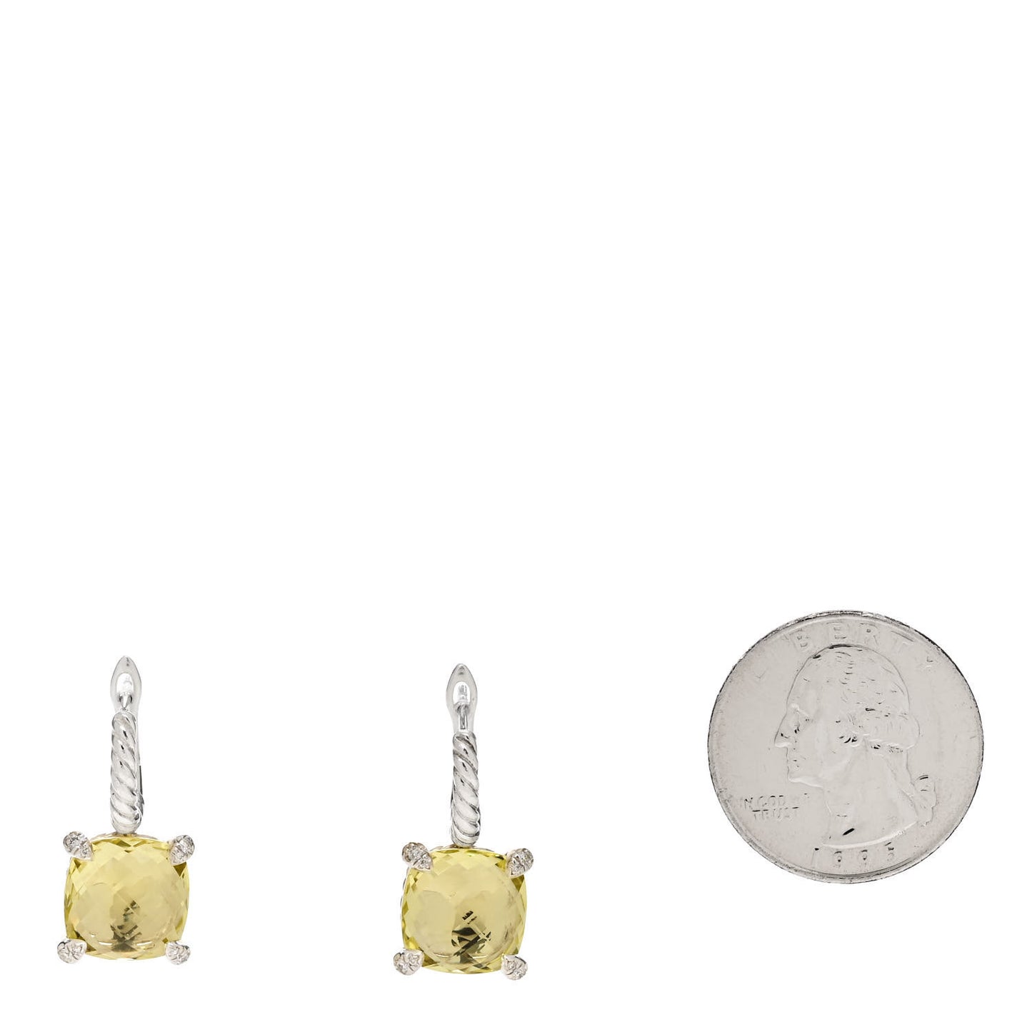 Sterling Silver Diamond Citrine Chatelaine Drop Earrings
