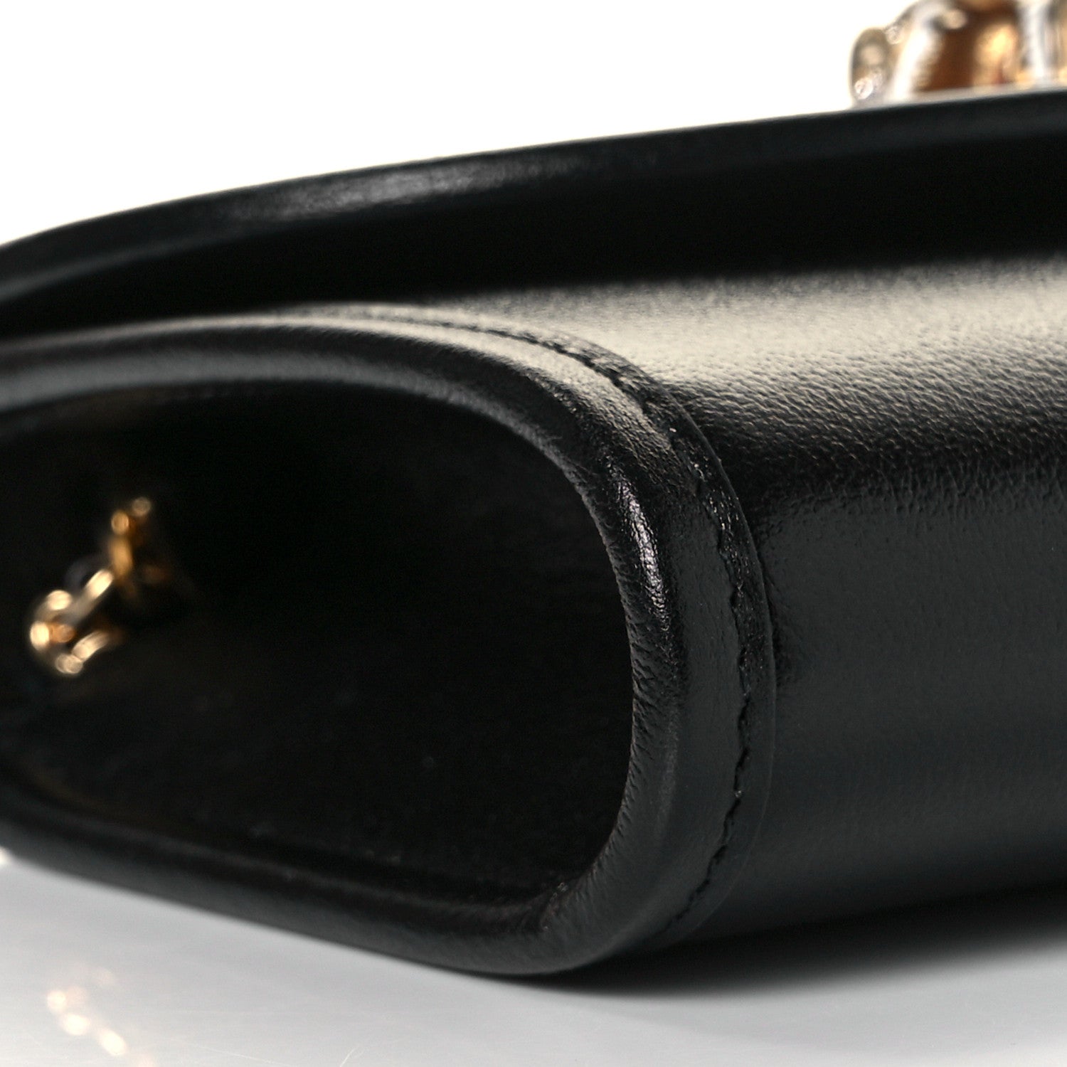 Gucci Textured Calfskin Web Mini Rajah Slim Flap Shoulder Bag Black 7 of 9