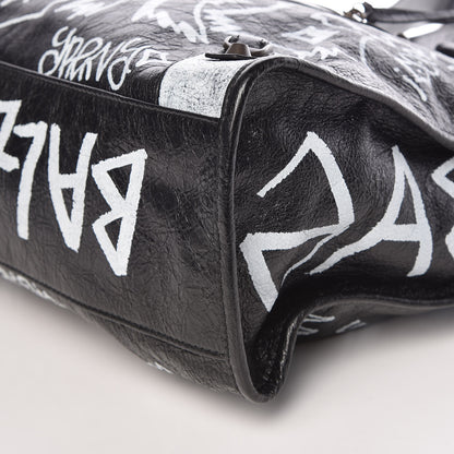 Balenciaga Agneau Arena Graffiti All Over Classic Hardware City Black White 9 of 9