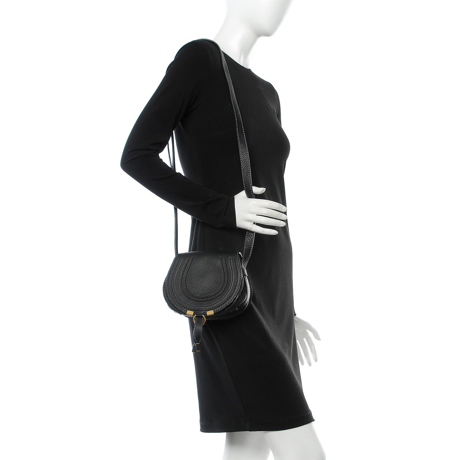 Chloe Calfskin Mini Marcie Round Crossbody Bag Black 2 of 9