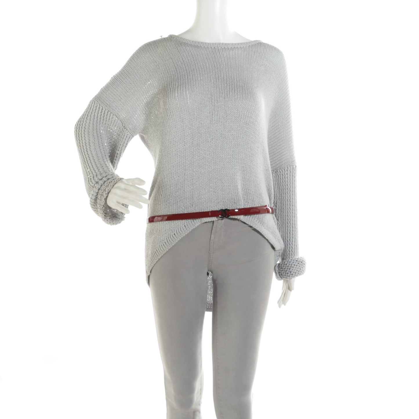 Patent Calfskin CC Logo Skinny Belt 95 38 Red