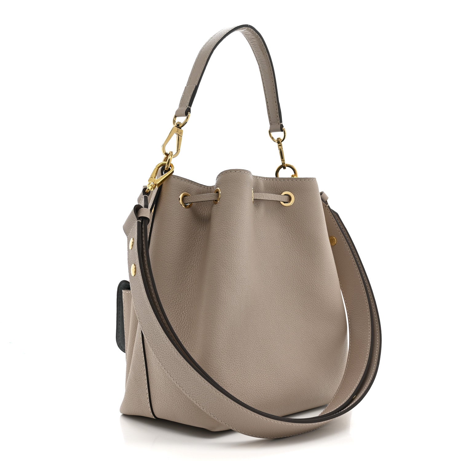 Louis Vuitton Calfskin Lockme Bucket MM Greige 3 of 11