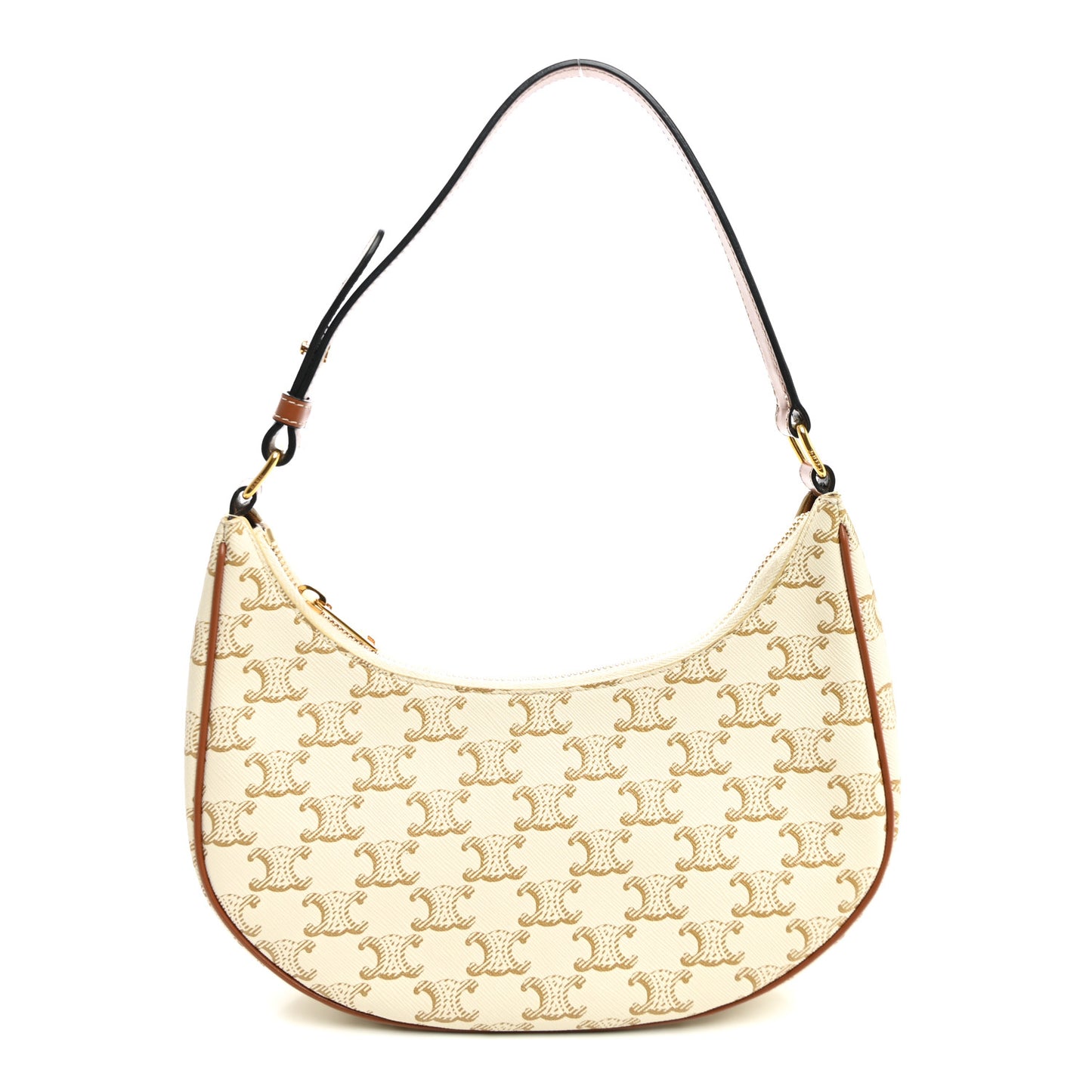 Canvas Calfskin Ava Triomphe Shoulder Bag White