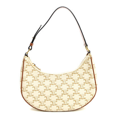 Celine Canvas Calfskin Ava Triomphe Shoulder Bag White 1 of 8