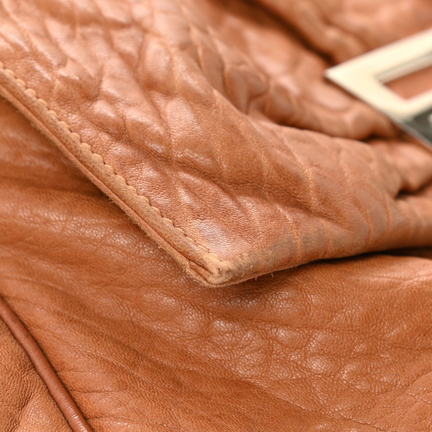 Fendi Crinkled Lambskin Mia Shoulder Flap Camel 19 of 22
