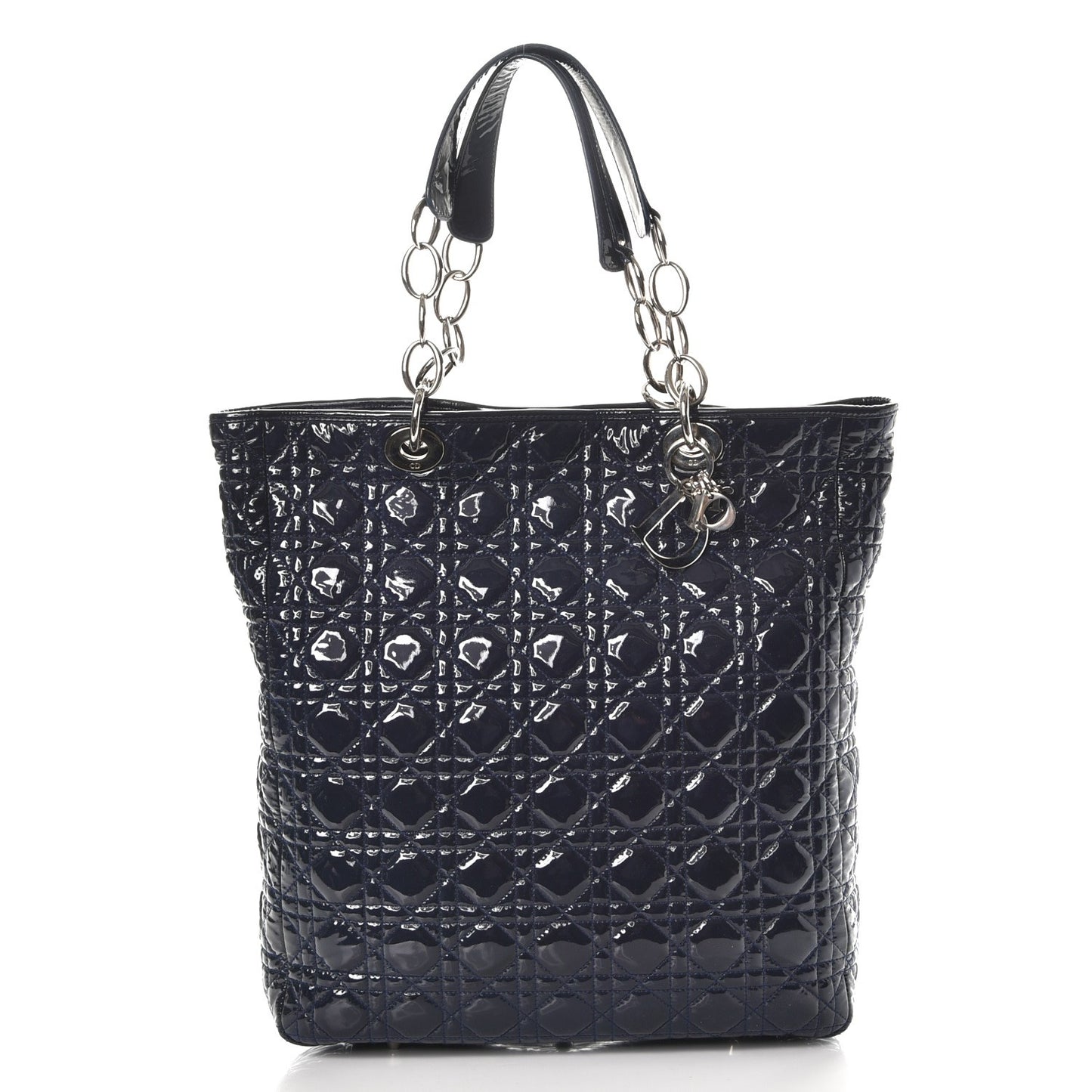 Patent Cannage Dior Soft Shopping Tote Blue