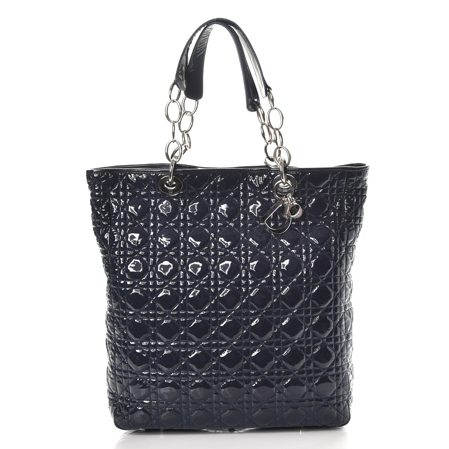 Christian Dior Patent Cannage Dior Soft Shopping Tote Blue 1 of 7