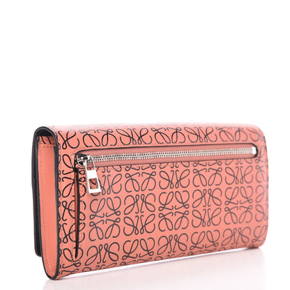 Loewe Engraved Calfskin Anagram Continental Wallet Pink Tulip Black 3 of 9