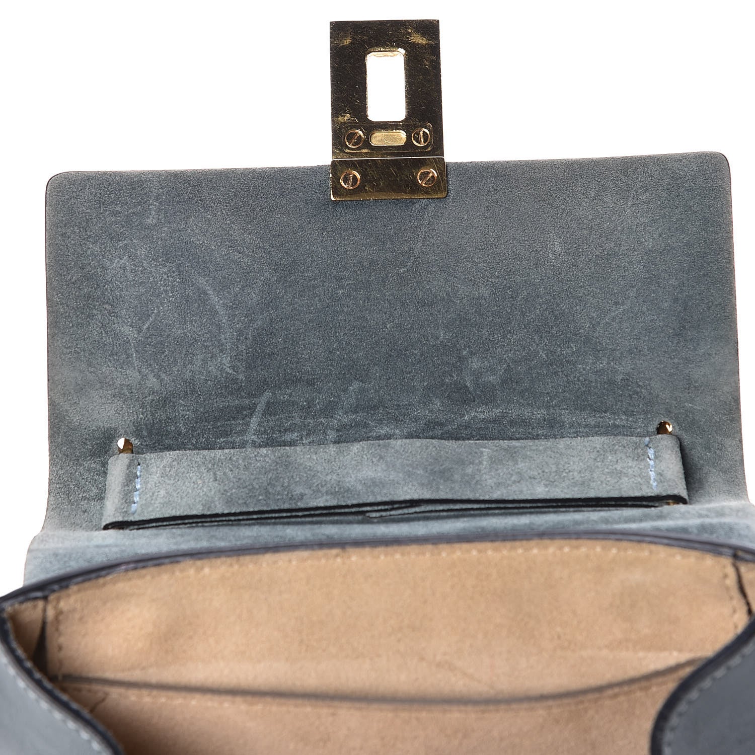 Chloe Suede Smooth Calfskin Mini Drew Shoulder Bag Cloudy Blue 6 of 11