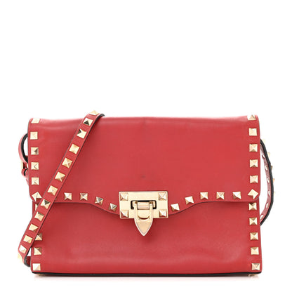 Valentino Garavani Vitello Medium Rockstud Flip Lock Crossbody Bag Rosso Valentino 1 of 9