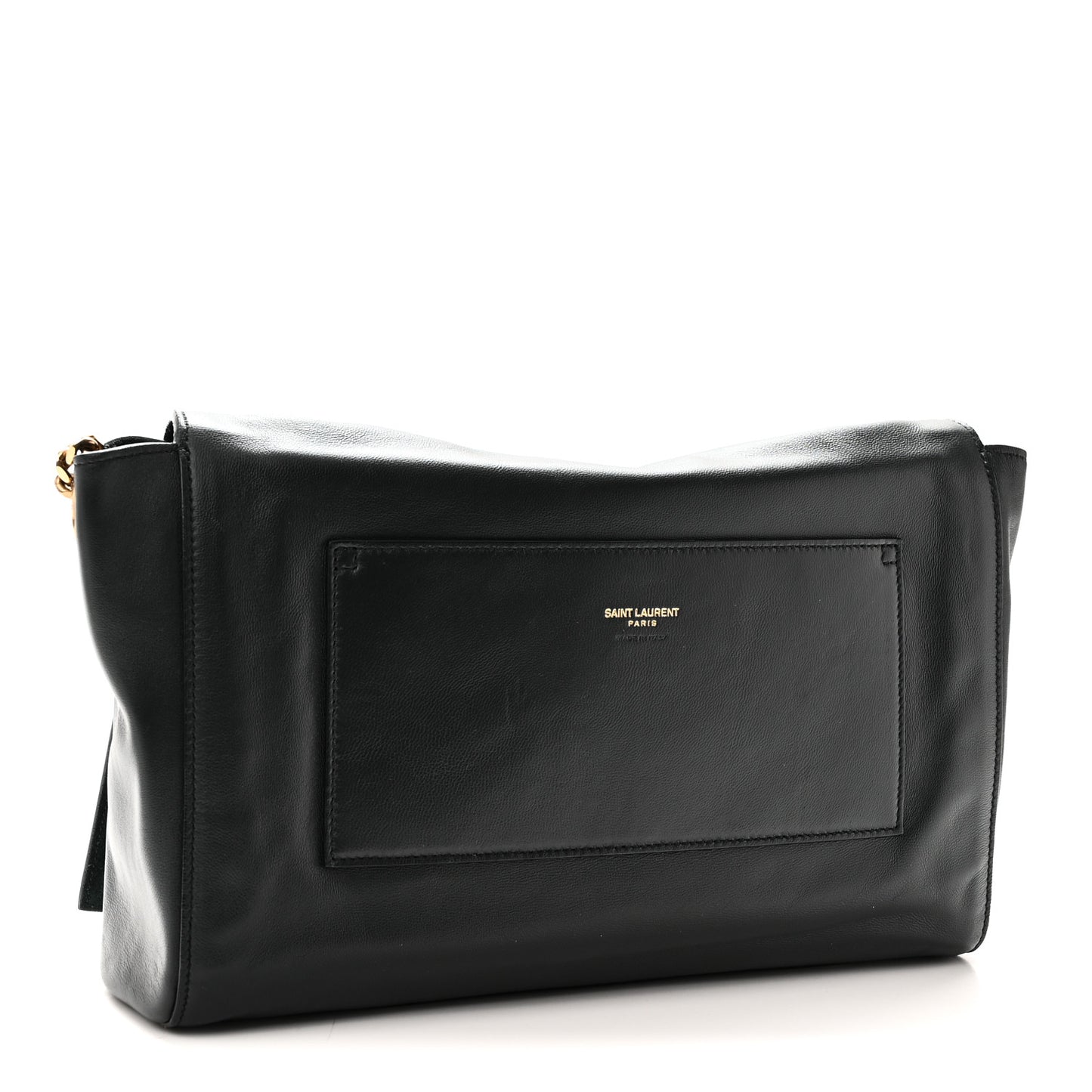 Smooth Calfskin Suede Medium Reversible Monogram Kate Satchel Black