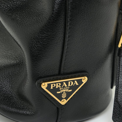 Prada Glace Calfskin Embossed Secchiello Bucket Bag Black 11 of 11