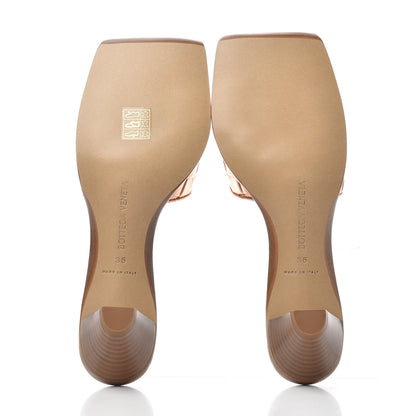 Bottega Veneta Metallic Nappa Intrecciato Heeled Sandals 36 Gold Peach 6 of 10