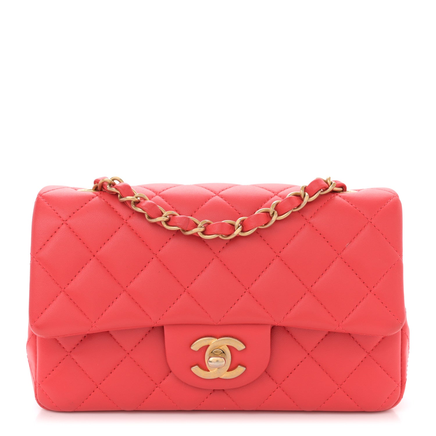 Chanel Lambskin Quilted Mini Rectangular Flap Red 1 of 13