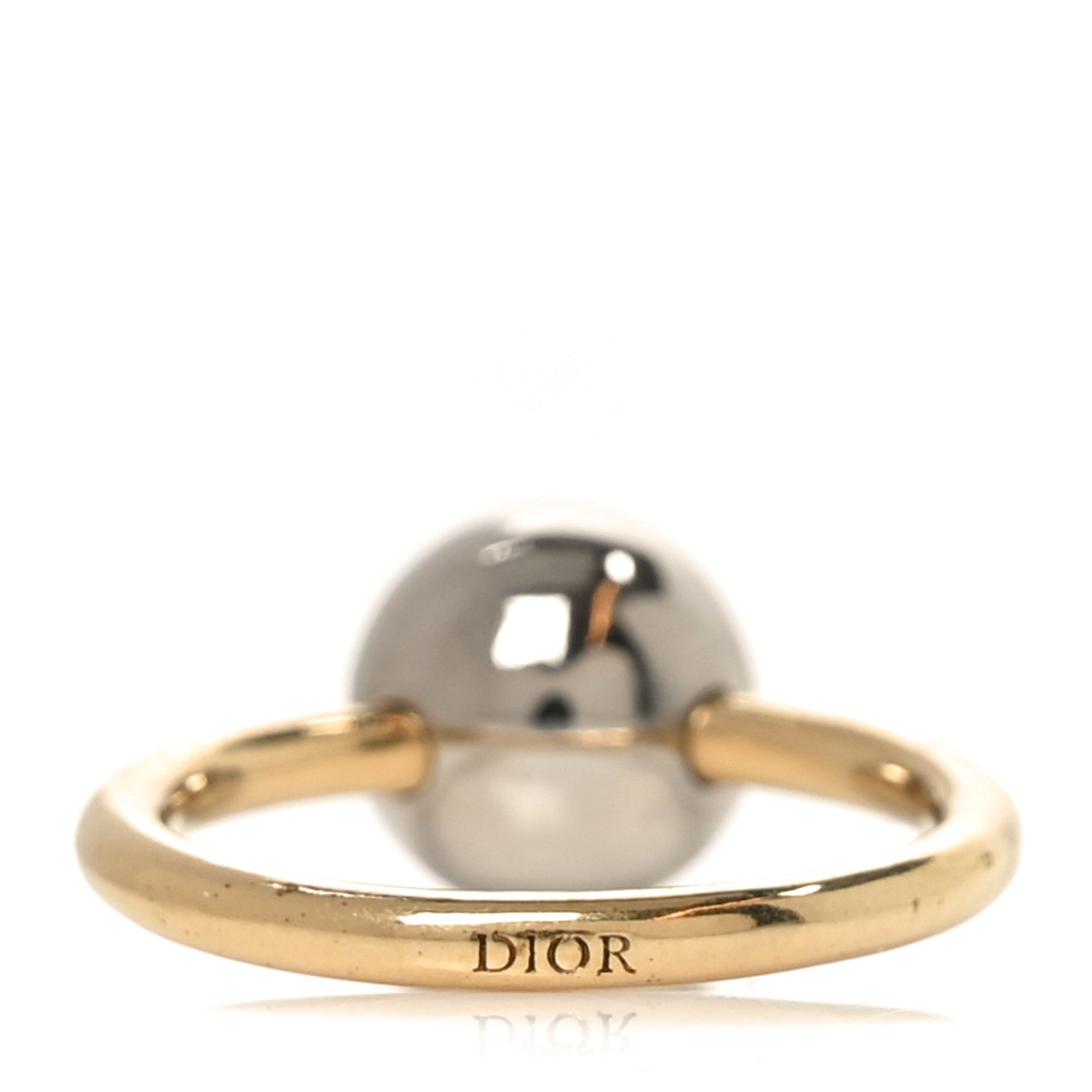 Christian Dior Metal CD Sphere Ring 52 6 Gold Silver 3 of 5