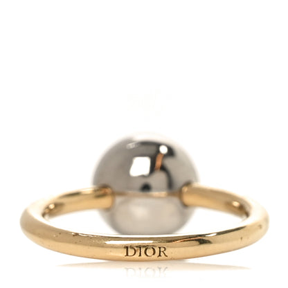 Christian Dior Metal CD Sphere Ring 52 6 Gold Silver 3 of 5