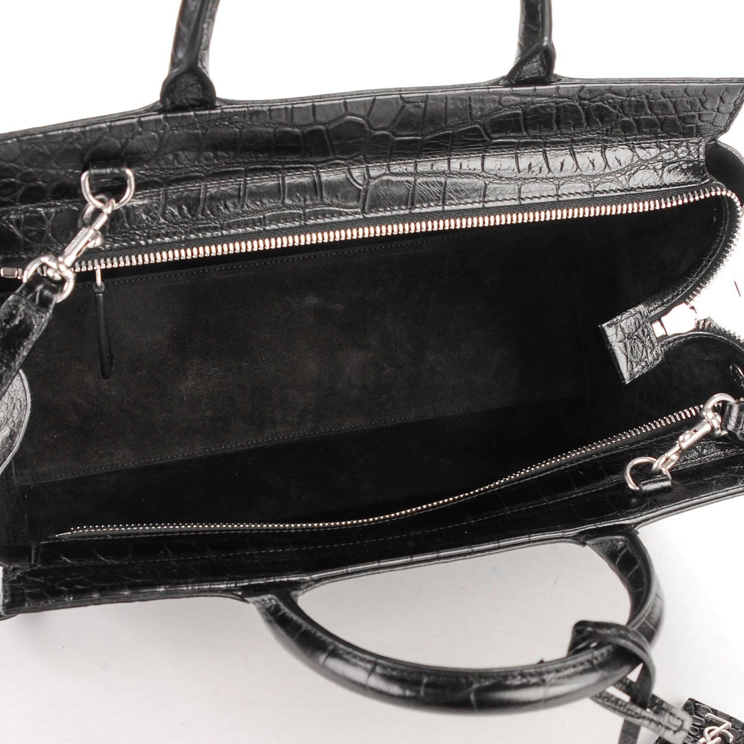 Saint Laurent Calfskin Crocodile Embossed Small Cabas Rive Gauche Black 5 of 8