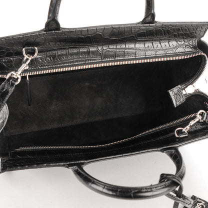 Saint Laurent Calfskin Crocodile Embossed Small Cabas Rive Gauche Black 5 of 8