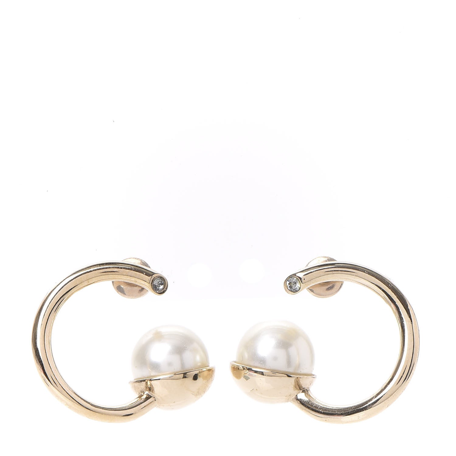Christian Dior Pearl Hoop Earrings Gold 1 of 4