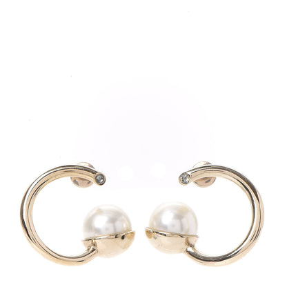 Christian Dior Pearl Hoop Earrings Gold 1 of 4