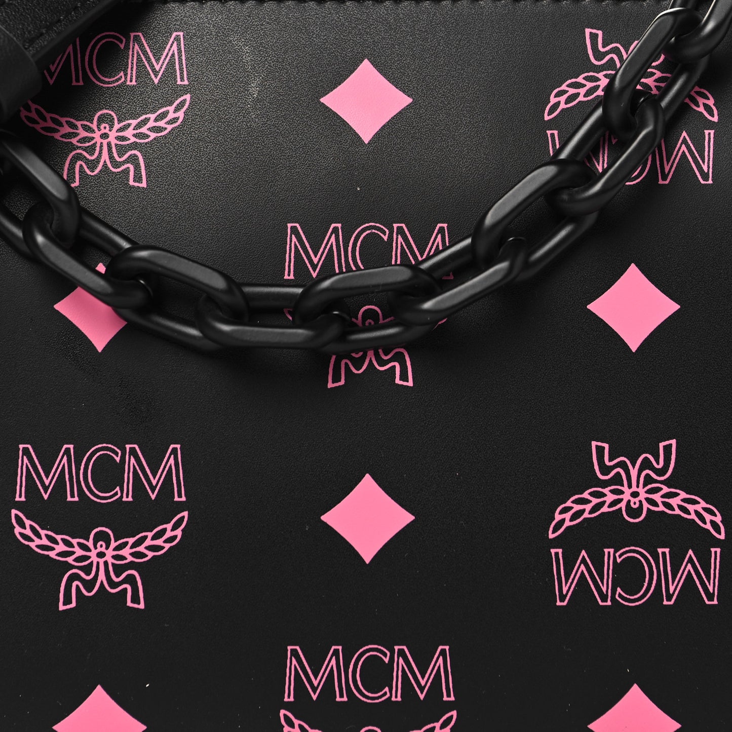 Calfskin Color Splash Pouch on Chain Black Pink