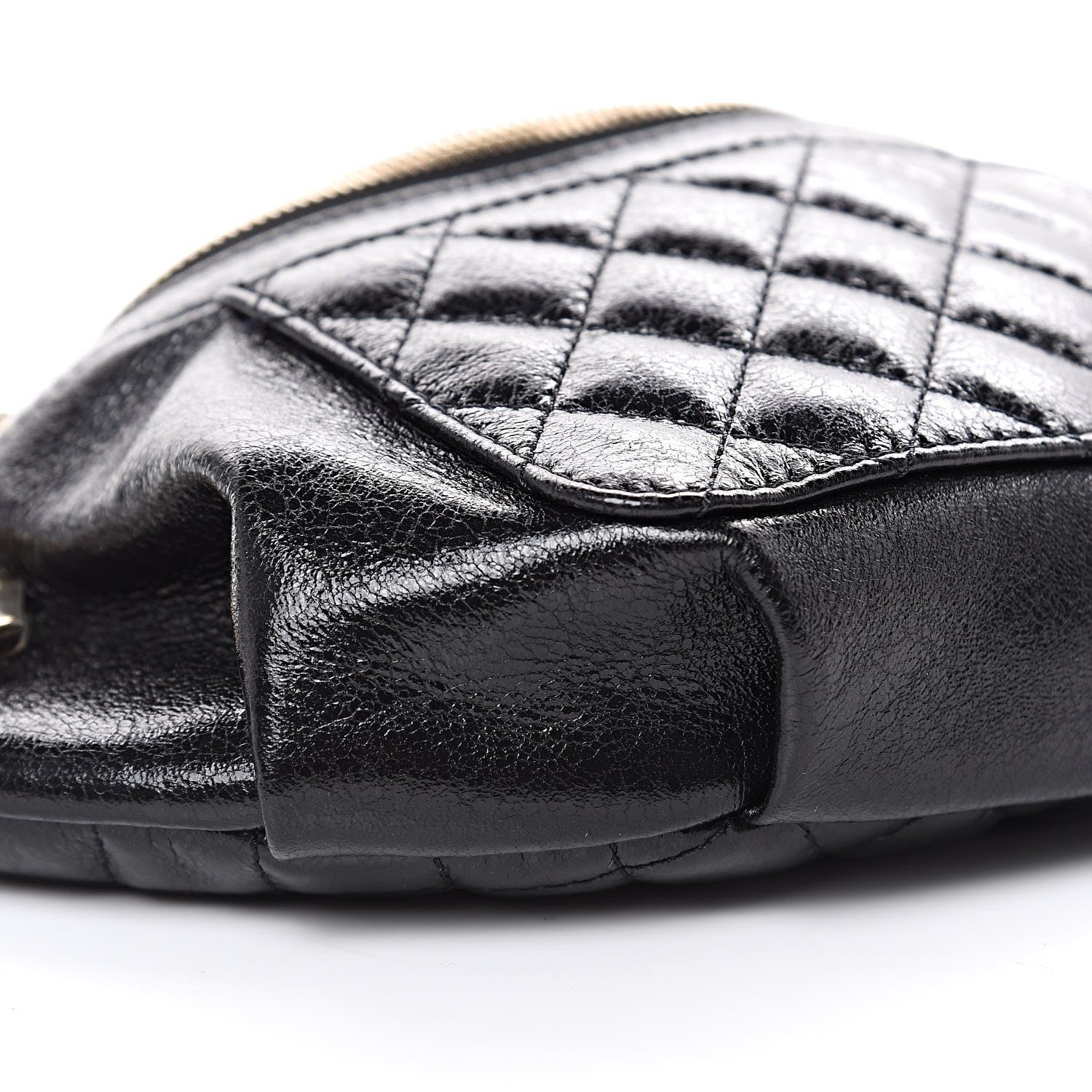 Chanel Crumpled Glazed Lambskin Quilted Waist Bag Fanny Pack Black 9 of 10
